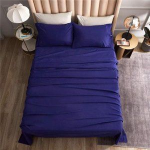 Bed Sheet Set King Size, Blue - Bedding Sheets & Pillowcases -  4 Piece